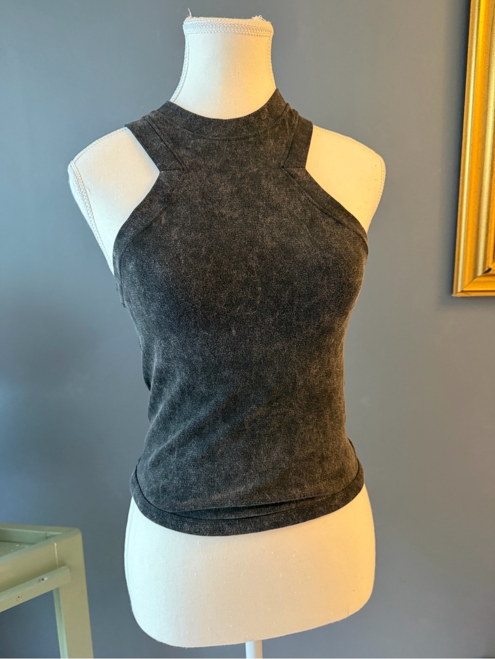 Sincerely Jules Charcoal High-Neck Ribbed Tank
